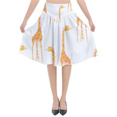 Giraffe Pattern T- Shirt Giraffes T- Shirt Flared Midi Skirt by maxcute