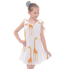 Giraffe Pattern T- Shirt Giraffes T- Shirt Kids  Tie Up Tunic Dress by maxcute