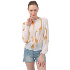 Giraffe Pattern T- Shirt Giraffes T- Shirt Banded Bottom Chiffon Top by maxcute