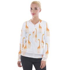 Giraffe Pattern T- Shirt Giraffes T- Shirt Velvet Zip Up Jacket