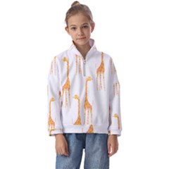 Giraffe Pattern T- Shirt Giraffes T- Shirt Kids  Half Zip Hoodie by maxcute