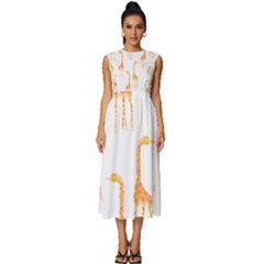 Giraffe Pattern T- Shirt Giraffes T- Shirt Sleeveless Round Neck Midi Dress