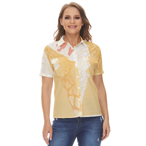 Giraffe T- Shirt Giraffe T- Shirt Women s Short Sleeve Double Pocket Shirt by maxcute