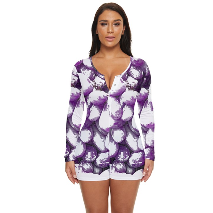 Grapes T- Shirt Purple Grapes Photo T- Shirt Long Sleeve Boyleg Swimsuit