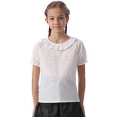 Gray Cat Pattern T- Shirt Cute Gray Cat Pattern T- Shirt Kids  Frill Chiffon Blouse by maxcute