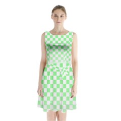 Green Checker T- Shirt Green Checker T- Shirt Sleeveless Waist Tie Chiffon Dress by maxcute