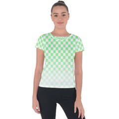 Green Checker T- Shirt Green Checker T- Shirt Short Sleeve Sports Top  by maxcute