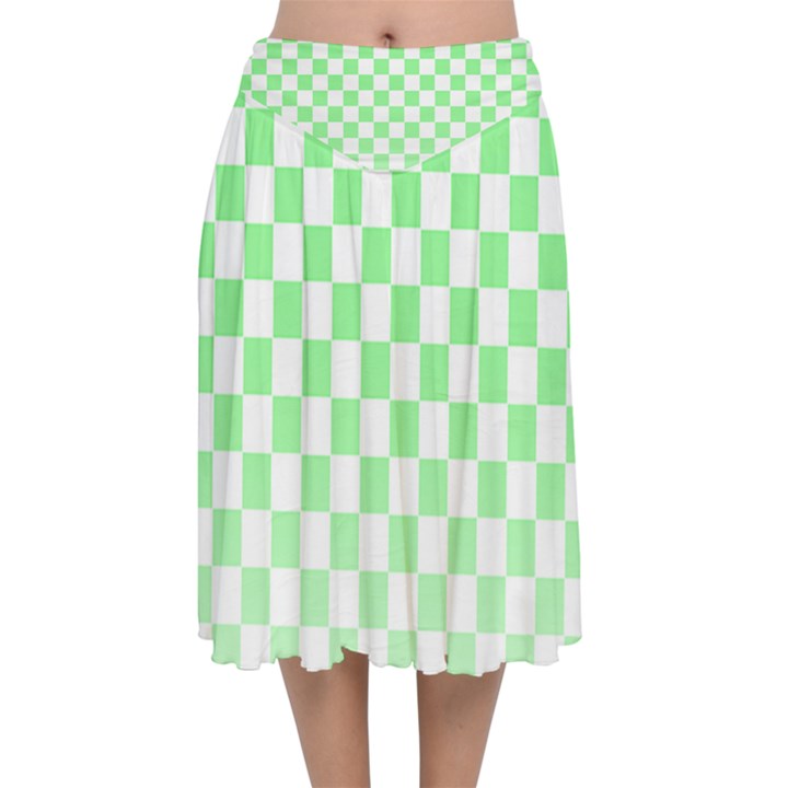 Green Checker T- Shirt Green Checker T- Shirt Velvet Flared Midi Skirt