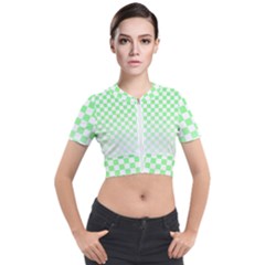 Green Checker T- Shirt Green Checker T- Shirt Short Sleeve Cropped Jacket by maxcute