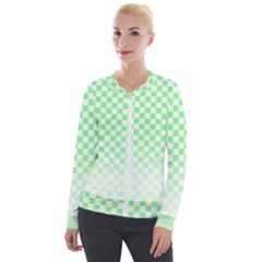 Green Checker T- Shirt Green Checker T- Shirt Velvet Zip Up Jacket by maxcute