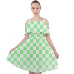 Green Checker T- Shirt Green Checker T- Shirt Cut Out Shoulders Chiffon Dress by maxcute