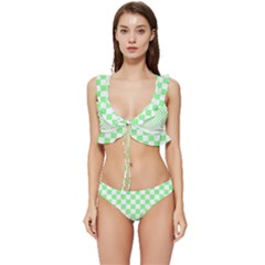 Green Checker T- Shirt Green Checker T- Shirt Low Cut Ruffle Edge Bikini Set