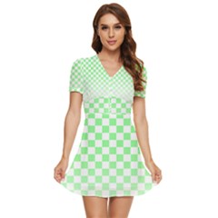 Green Checker T- Shirt Green Checker T- Shirt V-neck High Waist Chiffon Mini Dress