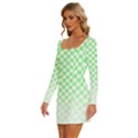 Green Checker T- Shirt Green Checker T- Shirt Long Sleeve Square Neck Bodycon Velour Dress View2