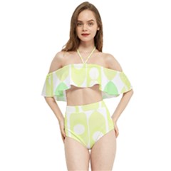 Green Peas T- Shirt Pea Pods T- Shirt Halter Flowy Bikini Set  by maxcute