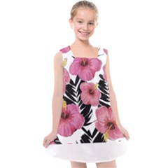 Hawaii T- Shirt Hawaian Floral Pattern T- Shirt Kids  Cross Back Dress by maxcute