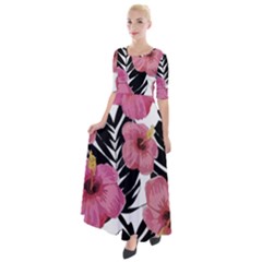 Hawaii T- Shirt Hawaian Floral Pattern T- Shirt Half Sleeves Maxi Dress by maxcute