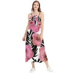 Hawaii T- Shirt Hawaian Floral Pattern T- Shirt Boho Sleeveless Summer Dress