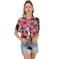 Hawaii T- Shirt Hawaian Floral Pattern T- Shirt Tie Front Shirt  by maxcute