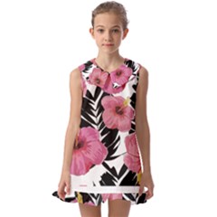 Hawaii T- Shirt Hawaian Floral Pattern T- Shirt Kids  Pilgrim Collar Ruffle Hem Dress by maxcute