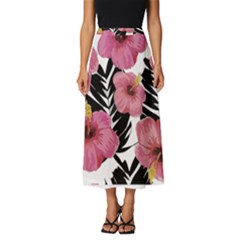 Hawaii T- Shirt Hawaian Floral Pattern T- Shirt Classic Midi Chiffon Skirt