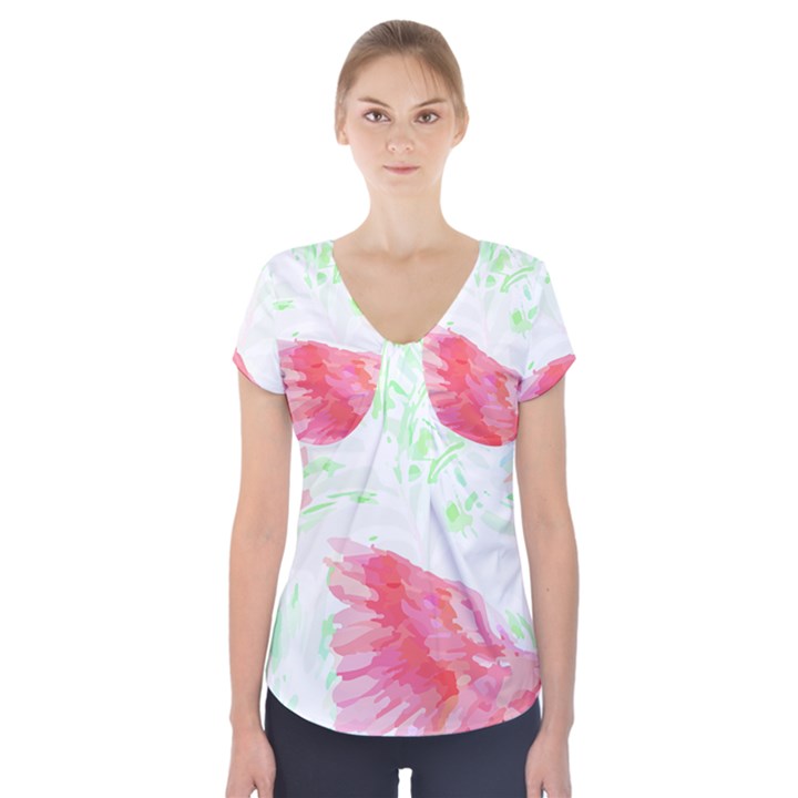 Hawaii T- Shirt Hawaii Akahai Pattern T- Shirt Short Sleeve Front Detail Top