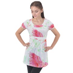 Hawaii T- Shirt Hawaii Akahai Pattern T- Shirt Puff Sleeve Tunic Top by maxcute