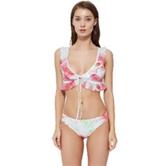 Hawaii T- Shirt Hawaii Akahai Pattern T- Shirt Low Cut Ruffle Edge Bikini Set