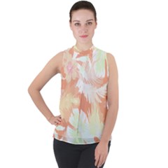 Hawaii T- Shirt Hawaii Alpha De Purple Pattern T- Shirt Mock Neck Chiffon Sleeveless Top