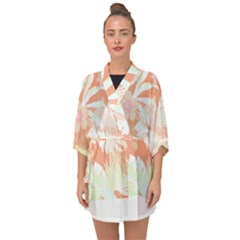 Hawaii T- Shirt Hawaii Alpha De Purple Pattern T- Shirt Half Sleeve Chiffon Kimono