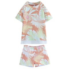 Hawaii T- Shirt Hawaii Alpha De Purple Pattern T- Shirt Kids  Swim Tee and Shorts Set