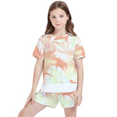 Hawaii T- Shirt Hawaii Alpha De Purple Pattern T- Shirt Kids  Tee And Sports Shorts Set