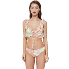 Hawaii T- Shirt Hawaii Alpha De Purple Pattern T- Shirt Low Cut Ruffle Edge Bikini Set