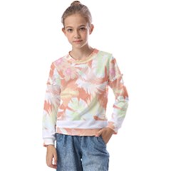 Hawaii T- Shirt Hawaii Alpha De Purple Pattern T- Shirt Kids  Long Sleeve Tee with Frill 