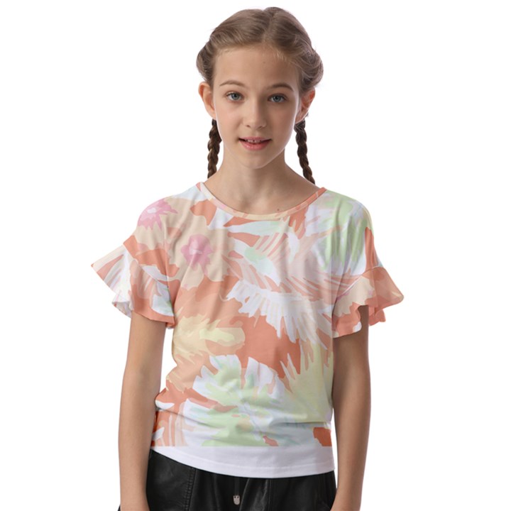 Hawaii T- Shirt Hawaii Alpha De Purple Pattern T- Shirt Kids  Cut Out Flutter Sleeves