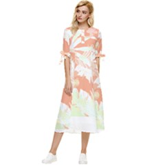 Hawaii T- Shirt Hawaii Alpha De Purple Pattern T- Shirt Bow Sleeve Chiffon Midi Dress