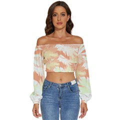 Hawaii T- Shirt Hawaii Alpha De Purple Pattern T- Shirt Long Sleeve Crinkled Weave Crop Top