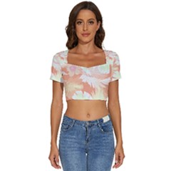 Hawaii T- Shirt Hawaii Alpha De Purple Pattern T- Shirt Short Sleeve Square Neckline Crop Top 