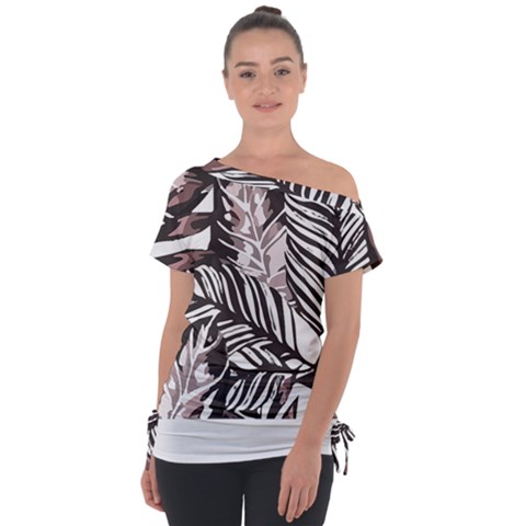 Hawaii T- Shirt Hawaii Alphafa Pattern T- Shirt Off Shoulder Tie-up Tee by maxcute