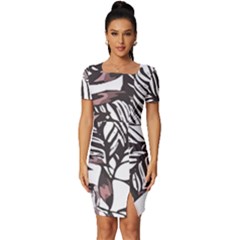 Hawaii T- Shirt Hawaii Alphafa Pattern T- Shirt Fitted Knot Split End Bodycon Dress