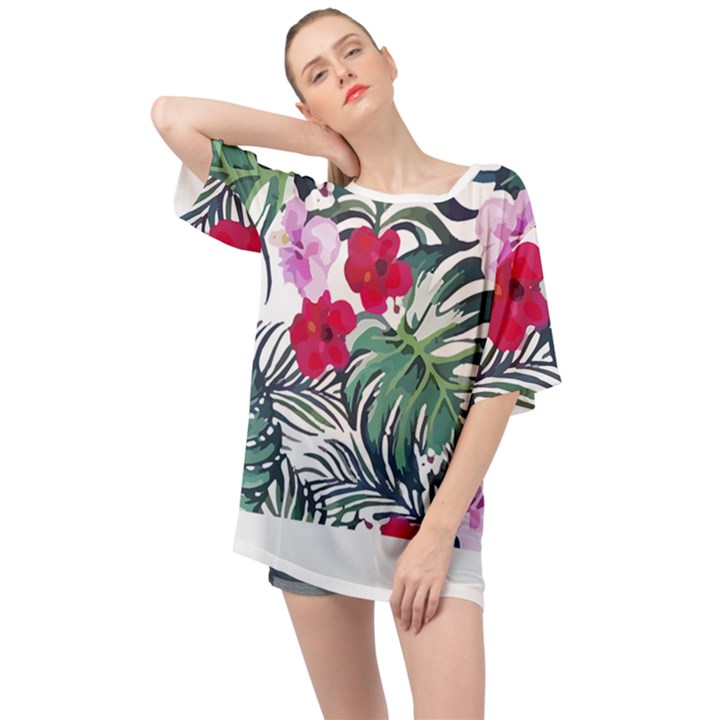 Hawaii T- Shirt Hawaii Antler Garden T- Shirt Oversized Chiffon Top