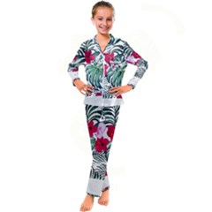 Hawaii T- Shirt Hawaii Antler Garden T- Shirt Kid s Satin Long Sleeve Pajamas Set by maxcute