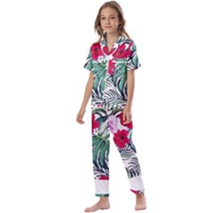 Hawaii T- Shirt Hawaii Antler Garden T- Shirt Kids  Satin Short Sleeve Pajamas Set by maxcute