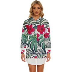 Hawaii T- Shirt Hawaii Antler Garden T- Shirt Womens Long Sleeve Shirt Dress