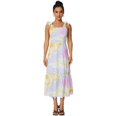 Hawaii T- Shirt Hawaii Bail Pattern T- Shirt Tie-strap Tiered Midi Chiffon Dress