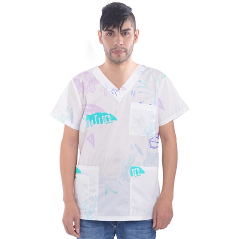 Hawaii T- Shirt Hawaii Beautiful Pattern T- Shirt Men s V-neck Scrub Top by maxcute