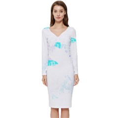 Hawaii T- Shirt Hawaii Beautiful Pattern T- Shirt Long Sleeve V-neck Bodycon Dress  by maxcute