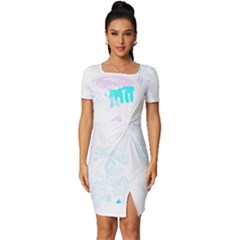 Hawaii T- Shirt Hawaii Beautiful Pattern T- Shirt Fitted Knot Split End Bodycon Dress