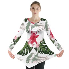 Hawaii T- Shirt Hawaii Blood Flower Garden T- Shirt Long Sleeve Tunic  by maxcute