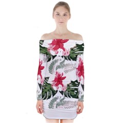 Hawaii T- Shirt Hawaii Blood Flower Garden T- Shirt Long Sleeve Off Shoulder Dress by maxcute